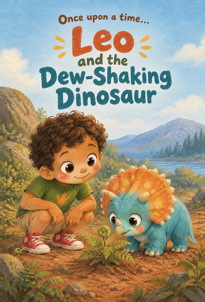 Cover of the book “Leo and the Dew-Shaking Dinosaur”